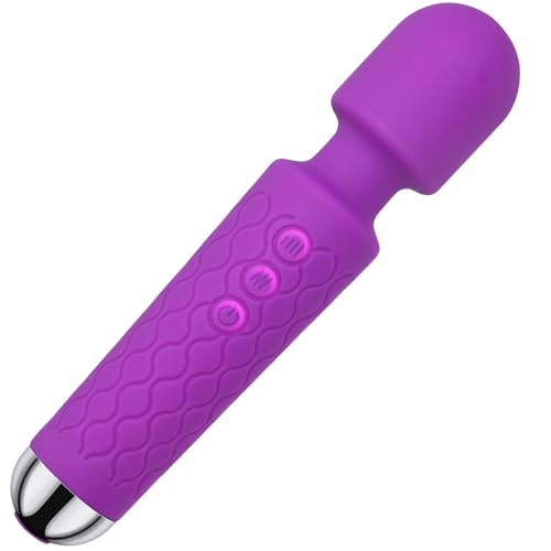 Massagestab Vibration für Frauen Stark KLASSIKER, Updated Handheld Weiches Silikon Elektrisches Massagegerät Leise 20 Muster 8 Geschwindigkeiten, Wasserdicht Massage Handmassagegerät