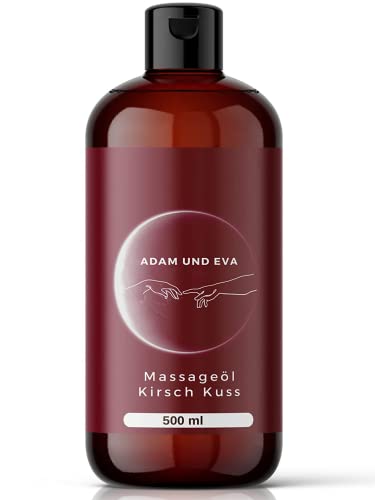ADAM & EVA® Kirsch Kuss - XXL 500 ML - Massageöl zur Entspannung/Muskelentspannung - für die Partner Massage sowie für den professionellen Gebrauch - Qualitäts Öl aus Italien