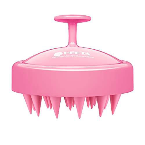 HEETA Kopfhaut Massagebürste für Nasses und Trockenes Haar Sanft Kopfmassage Bürste, Shampoo Haarbürste mit Weichem Silikonkopf für Peeling und Kopfmassage-Rosa