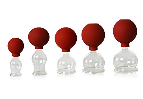 Lauschaer Glas 5er Schröpfglas-Set mit Ball 25-35-45-55-60mm zum professionellen, medizinischen, feuerlosen Schröpfen, Schröpfglas, Schröpfgläser