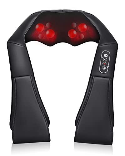 Massagegerät Elektrisch Nackenmassagegerät mit Wärmefunktion für Schulter Nacken Rücken Shiatsu Massagegeräte 3D-Rotation Massage mit ideale Geschenke für Frauen/Männer, Vatertagsgeschenk (Schwarz)