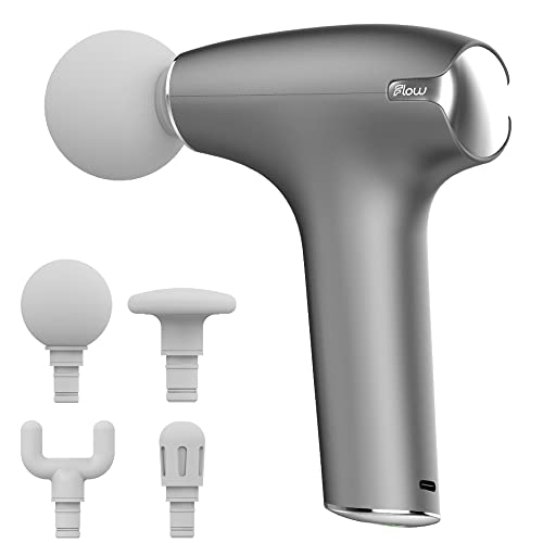 Flow NANO Massagepistole | Vibrationsmassage & Wärmetherapie in einem Gerät. Sehr leicht und handlich. Hochwertig produziert. Leistungsstark. Ultra leise. 4 Massageköpfe. 3h Akkulaufzeit. TÜV geprüft.