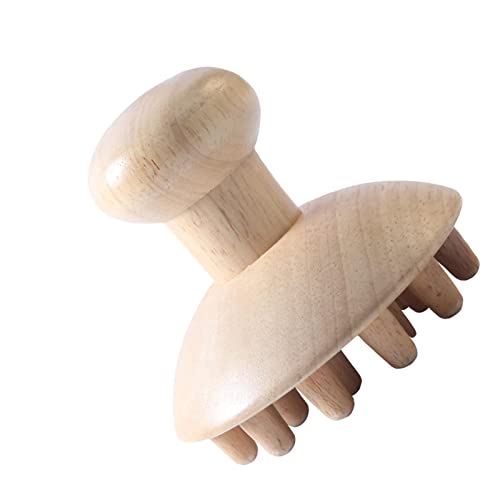 BIUDUI Holz Massagegerät Pilz Massageroller Massage Kratzstab Ganzkörper Universal Massagestab Manuelle Massage Werkzeuge Für Nacken, Rücken, Kopf, Schultern, Taille