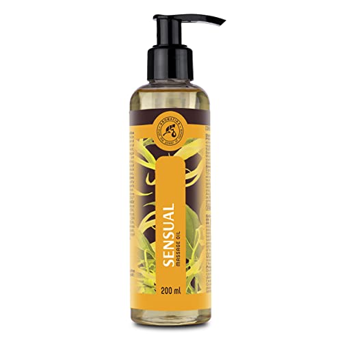 Sinnliches Massageöl 200ml - 100% Natürlichem Ylang Ylang Öl & Jojobaöl - Herrlichem Duft - Sinnliche Partnermassage - Naturkosmetik - Massageöle zur Erregung