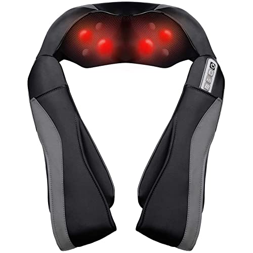 Massagegerät mit Wärmefunktion für Schulter Nacken Rücken, Nackenmassagegerät Shiatsu Elektrisch Massager mit 3 Einstellbaren Geschwindigkeiten zu Hause Büro