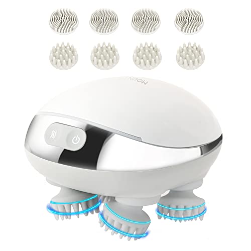 MOUNTRAX Elektrisches 5-in-1-Kopfhautmassagegerät, tragbares beheiztes Kopfmassagegerät 2 Massagestilen und 3 Geschwindigkeitsmodi, Körpermassagegerät für Tiefenreinigung, Haarwachstum