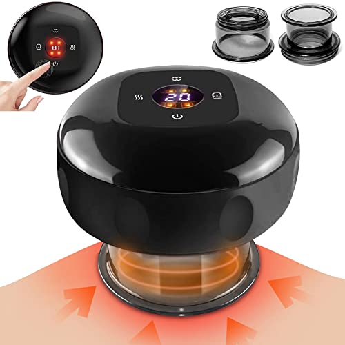 Elektronische Schröpftherapie,Emooncn 3 in 1 Elektrisches Schröpftherapie-Set mit 2 Vakuum Schröpf Suction Elektrisches Guasha-Gerät mit Temperaturanzeige Rücken Massagegerät für Schmerzlinderung