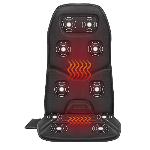COMFIER Massagesitzauflage mit Wärme - 10 Vibrationsmotoren, 3 Heizkissen, Rückenmassagegerät für Stühle, Massagematte zur Linderung von Rückenschmerzen, Geschenke für Männer/Frauen/Mama/Papa