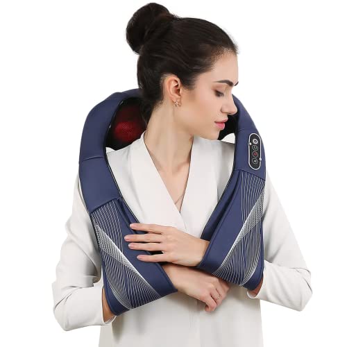 Shiatsu Massagegerät Rücken Schulter und Nacken Massager mit Wärme, 3D Deep Tissue Knetmassage für ganzen Körper, Beine und Fuß, Gute Geschenke für Mama Papa