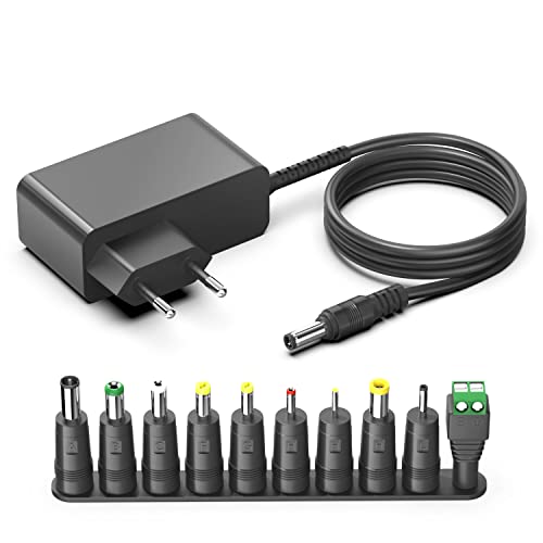 HKY 12V 2,5A Universal Netzteil Ladegerät Adapter für Nackenmassagegerät Lenden Shiatsu Knete Massagegerät Nacken Rücken Schulter Massage, Fußmassagegerät für Beine,Waden und Füße Schultermassagegerät