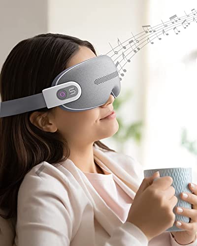 RENPHO Neues Augenmassagegerät mit rhythmischer Perkussionsmassage, elektrisches Augenmassagegerät mit Erfassung mit drahtloser Musik und Vibrationsmassageköpfen gegen Augenstress geschenke