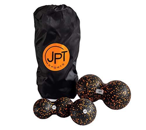 JPTsports® Faszienball-Set inkl. eBook & Tragetasche | Massageball-Set aus Einzelball (10cm) & Duoball (8cm & 12cm)