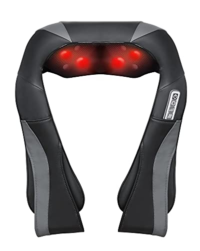 Massagegerät mit Wärmefunktion für Schulter Nacken Rücken Nackenmassagegerät Shiatsu Elektrisch Massager zu Hause Büro