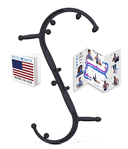 Body-Back-Buddy Triggerpunkt-Rückenmassagegerät mit Anweisungsplakat – Schmerzlinderung (Schwarz)
