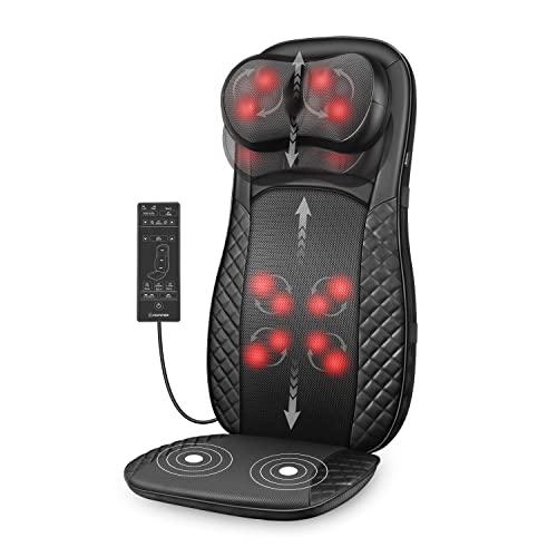 Comfier Massagesitzauflage mit Wärmefunktion, Shiatsu Massageauflage für Nacken und Rücken, Ganzkörper Rückenmassagegerät mit Vibration, Tiefenknetrollen, Massagegerät für Schulter, Taille, Geschenke