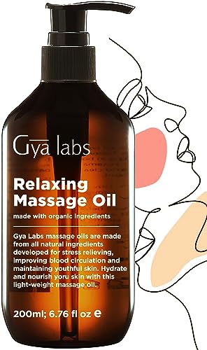 Gya Labs Massageöl Entspannendes & Muskelentspannung (200ML) - Massage öle Körperöl Mit Ylang Ylang, Rosengeranie und Bio-Argan für die Haut – 100% reines Massage öl für die Massagetherapie