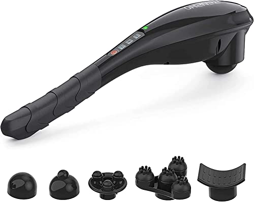 Massagegerät, RENPHO Massagegerät Nacken Schulter Handmassagegerät kabellose Massagegerät für Rücken, Nacken, Fuß, Beine und Schultern, wiederaufladbar mit 2600mAh Akku, Schwarz