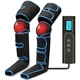 Beinmassagegerät, Luftkompressions Beine & Fußmassagegerät mit Knie Heizung, USB Aufladung, Elektrisch Massagegerät mit Handheld Controller, 6 Modi und 3 Intensitäten, Entspannung Muskulatur