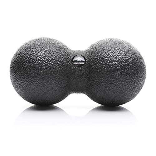 BODYMATE Faszien-Duo-Ball Schwarz, Selbstmassage-Ball für Faszientraining, Durchmesser 8cm Länge 16cm