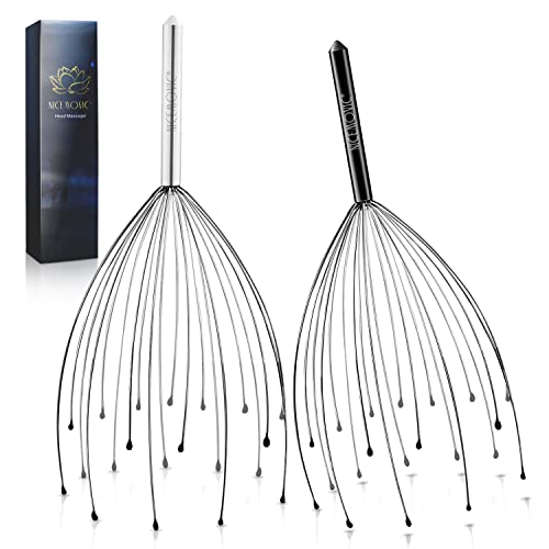 NICEMOVIC Kopfmassagegerät [2er Set] Kopfkrauler mit 20 Fingern Kopfmassage Spinne | Kopfspinne für Entspannung, Relax Wellness Metall Kopfkrauler Kopfmassage-Stab Kopfkratzer | Zufällige Farbe