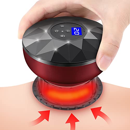 Topretty Elektrisches Schröpfset Vakuum Schröpfen Massagegerät, Smart Elektrisches Schröpftherapie-Set mit rotem Licht Wiederaufladbares Gua Sha Schröpfset (12 Gänge verstellbar)