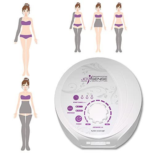 Druckwellen Massage-Gerät PressoEstetica JoySense 2.0 mit 2 Beinmanschetten, 1 Bauch- Gesäß Gürtel und einem Armband