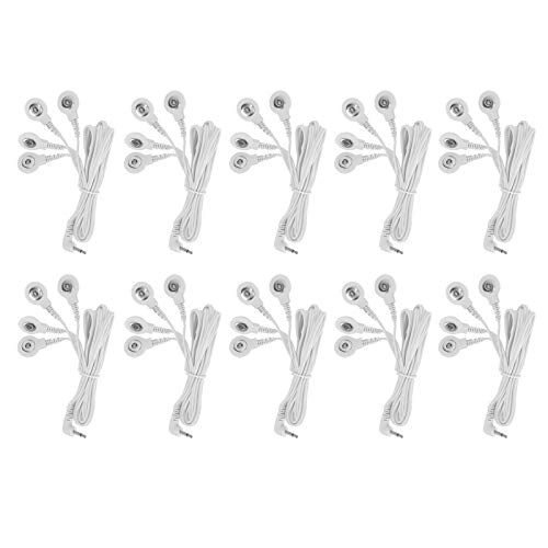 10 Stück DC 2,5 Mm 4 Knopf Elektrodenkabel, Kompatible Kabel für Digitale TENS-Massagegeräte, Elektrodendraht Kann Akupunktur Tuina Hammer Schaben