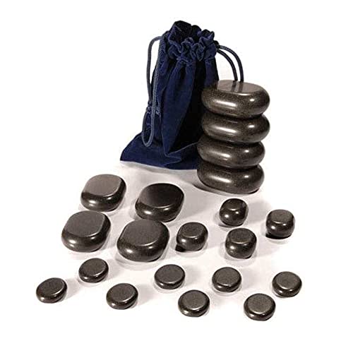 WellTouch Hot Stone Massage Set | 20 Basalt Massagesteine| Optimal als Hot Stone Einsteiger-Set | Geeignet für Privatanwender | Ideal für Spa, Massagetherapy & Entspannung