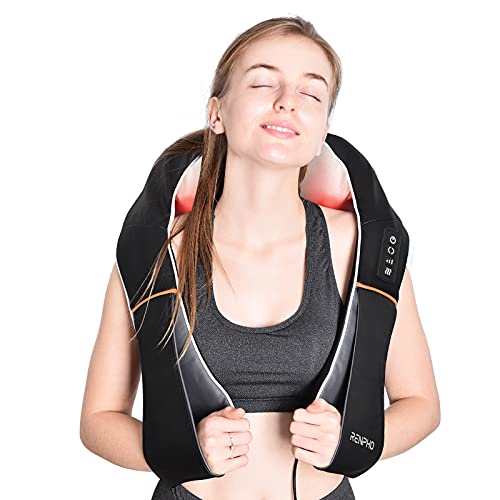 RENPHO Nackenmassagegerät mit Wärmefunktion, Schulter Massagegerät, Elektrisches Shiatsu Massagegerät für Nacken und Rücken, 3D-Rotation Massage Einstellbaren Geschwindigkeiten für Haus Büro
