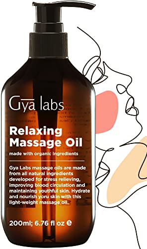 Gya Labs Entspannendes Massageöl (200ML) - Mit Ylang Ylang, Rosengeranie und Bio-Argan angereichertes Körperöl für die Haut – 100% reines und natürliches Massage öl für die Massagetherapie