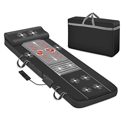 Comfier Massagematte mit Wärmefunktion, Shiatsu-Rückenmassagegerät und 10 Vibrationsmotoren, elektrisches Ganzkörpermassagematte, Massagegerät für Nacken und Rücken, Geschenke für Damen, Herren, Papa