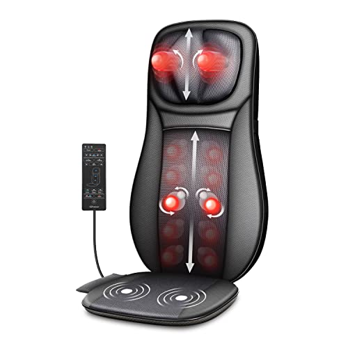 SNAILAX Massagesitzauflage, Shiatsu Rückenmassagegerät Massageauflage mit Wärmefunktion, Vibrationsfunktion, Ganzkörpermassage, Massagesessel mit DREI Massagezonen, Geschenke für Männer/Frauen