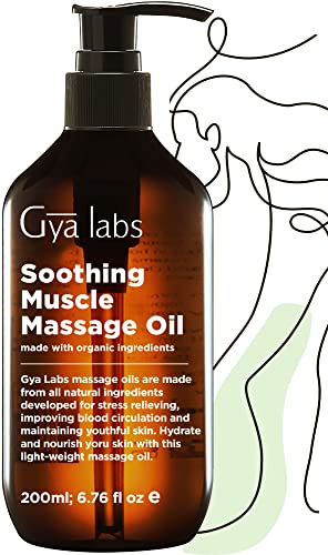 Gya Labs Beruhigendes Massageöl zur Entspannung & Muskelentspannung - Mit Eukalyptus, Pfefferminz, Zitronengras, Jojoba & Arganöl Massage öle körper – Massage öl für die Massagetherapie (200 ml)