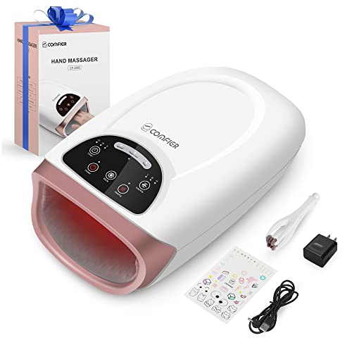 Comfier Handmassagegerät mit Wärme, Kabelloses Handmassagegerät mit Kompression & Heizung, 3 Modi & 3 Stufen Druckpunkt Handmassagegerät für Arthritis und Karpaltunnel, Ideale Geschenke