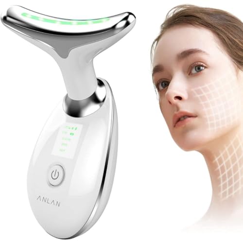 Gesichtsmassagegerät Gegen Falten,ANLAN Gesicht Schönheit Gerät mit 3 Modi,45℃ V Face Beauty Meter Gesichtsgerät für Hautstraffung & Lifting EMS Gesichtsmassage für Damen Herren V Shape Face Gerät