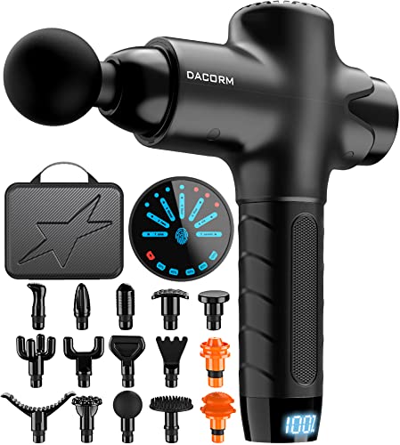 Massagepistole Massage Gun Elektrisches Massagegerät, Muskel Massagepistole mit 15 Massageköpfen, Handmassagegerät für Nacken Schulter Tiefen(Schwarz)