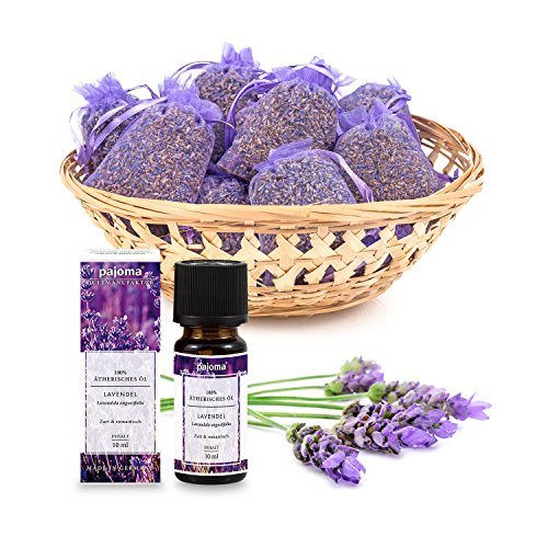 pajoma Lavendelset, 10x Duftsäckchen Lavendel plus 1x ätherisches Duftöl Lavendel, 10 ml, 100% naturrein