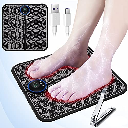 Neu Fussmassagegerät EMS Fußmassagegerät, USB Tragbare Foot Massager Intelligente Massagematte mit 6 Modi 9 Einstellbare Frequenzen für die Durchblutung Muskelschmerzen(Free Nagelknipser mit Feile)