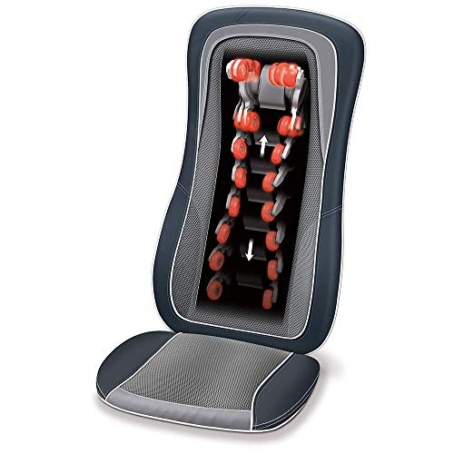 Beurer MG 315 Shiatsu Massage-Sitzauflage,elektrisches Massagegerät zur Nacken und Rückenmassage,mit Licht- und Wärmefunktion,automatische Körperscan-Funktion,in schwarz-grau,Massageprogramme 3