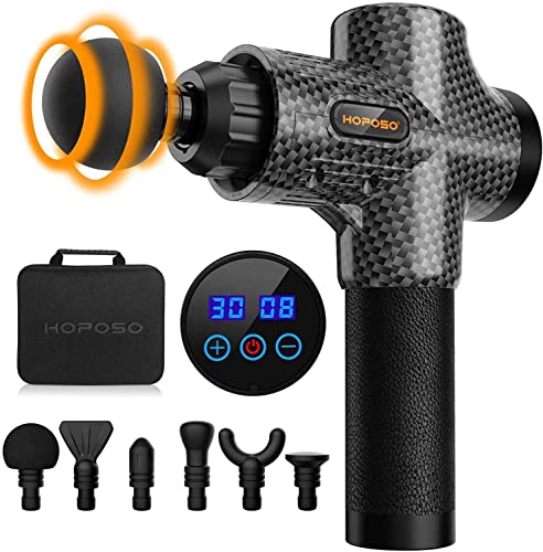 Massagepistole Massagegerät Elektrisches HOPOSO Massage Gun mit 30 Geschwindigkeiten 6 Massageköpfen Große Batteriekapazität und USB C Ladeanschluss bis zu 4800 U/min Massage Pistole(Kohlenschwarz)