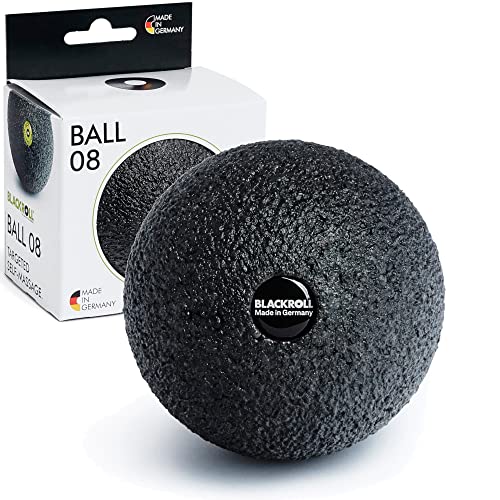 BLACKROLL® BALL 08 Faszienball (8 cm), kleine Faszienkugel für die punktuelle Selbstmassage, Massageball zur Behandlung von Muskelverspannungen, mittlere Härte, Made in Germany, Schwarz