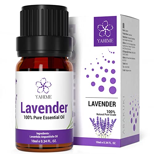 ASAKUKI Ätherisches Lavendelöl 10mL 100% Reines, Unverdünntes Natürliches Lavendelöl in Therapeutischer Qualität für Aromatherapie, Duftöl für Aroma Diffuser, SPA, Äußerliche Anwendung - YAHIME