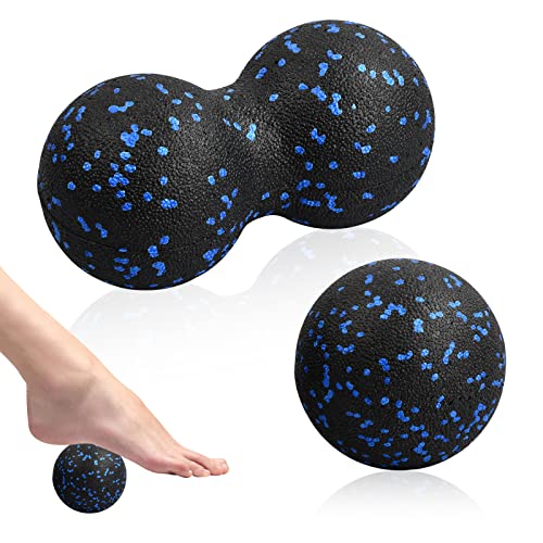 Xzeemo Faszienball Set (Einzelball + Doppelball), Massageball Faszien Ball, Trigger Point Release Lacrosse Ball, faszienbälle massagebälle für Faszientraining DurchfüHren, Schmerzen Lindern