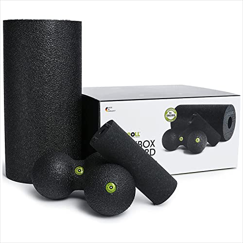 BLACKROLL® BLACKBOX Faszienrolle Set für die Selbstmassage: Set mit Faszienrollen STANDARD und MINI sowie mit Faszienball BALL 08 und DUOBALL 08. Faszien-Set für effektives Training, Made in Germany