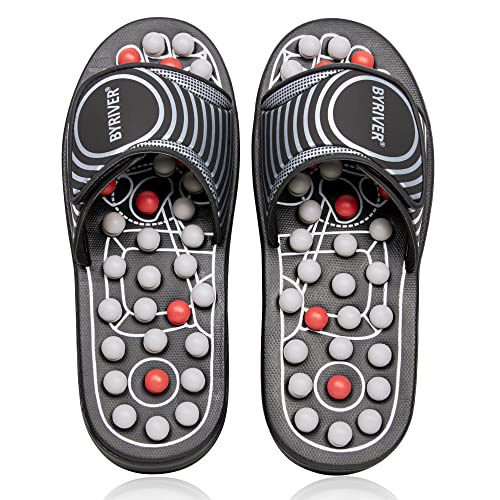 BYRIVER Fußmassage Schuhe Akupressur Hausschuhe, Linderung Neuropathie Arthritis Plantarfasziitis Schmerz, Geschenk für Mama Papa (02S)