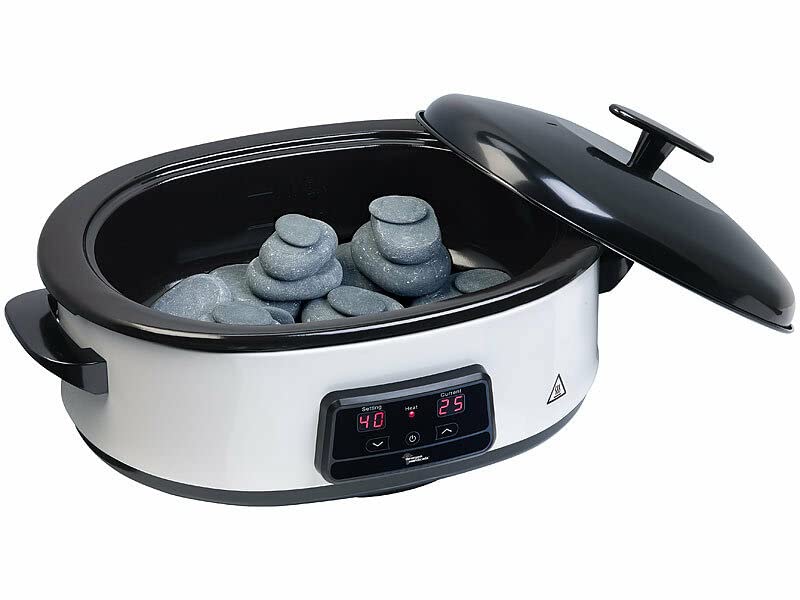 newgen medicals Hot Massage: Hot-Stone-Set mit digitaler Steuerung, 23 Steinen & Abschalt-Automatik (Hot Stone Massage)