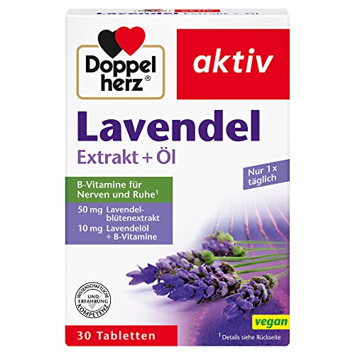 Doppelherz Lavendel Extrakt + Öl – Mit Vitamin B6 und B12 als Beitrag zur normalen Funktion der Psyche und des Nervensystems – 30 Tabletten