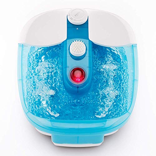 Promed FB-100 Fußsprudelbad, Fußbad mit Sprudel- und Vibrationsmassage, Rotlichtfeld, Warmhaltefunktion inkl. 3 Pediküreaufsätze, Fußpflege/Fuss Spa, geeignet bis Schuhgröße 46