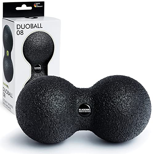 BLACKROLL® DUOBALL 08 (8 cm), Faszienball zur Selbstmassage von parallelen Muskelsträngen, Massageball mit zwei Bällen, Faszien-Duoball für Nacken und Rücken, mittlere Härte, Made in Germany, Schwarz